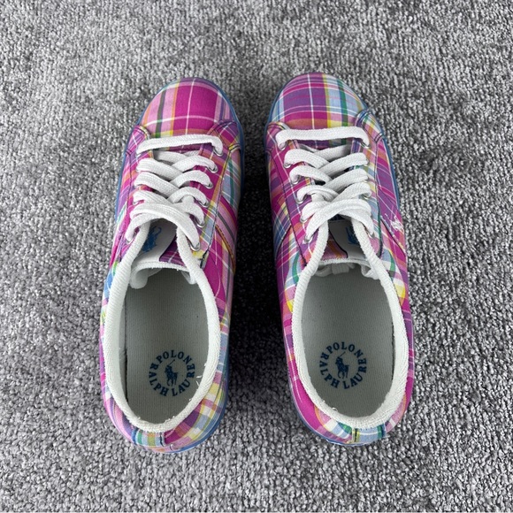 Ralph Lauren Polo Brisbane Pink Plaid Casual Fashion Sneakers Womens Size 10B - Picture 9 of 9